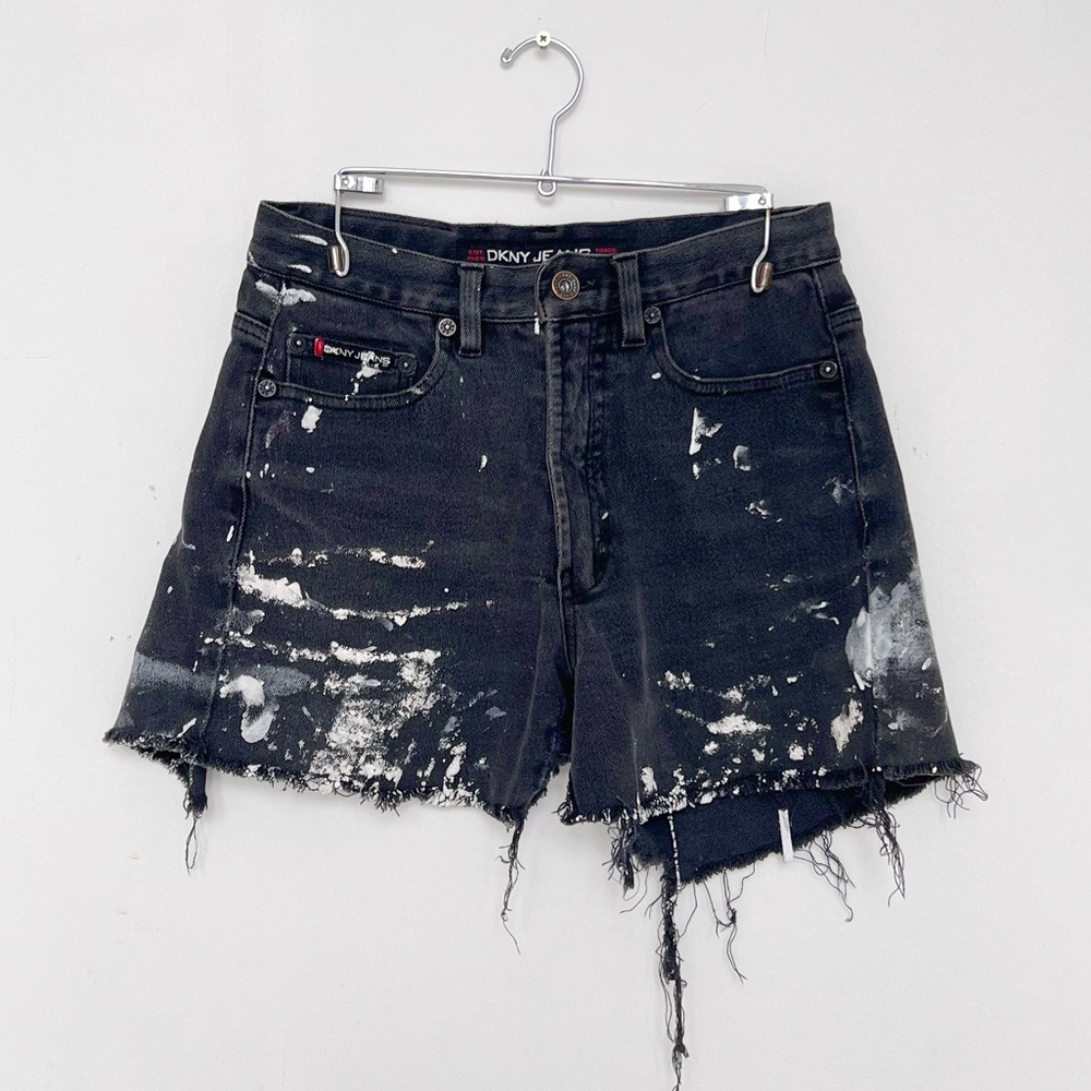 Vintage DKNY Y2k Paint Splatter High-waist Cut-Off Shorts